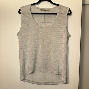 Athelta Gray White Stripe Knit Modal Blend Tank Top Womens Medium EUC